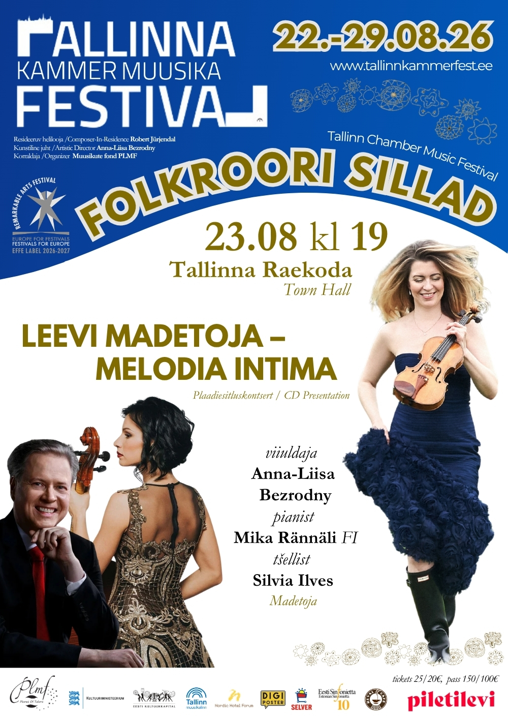 Tallinna kammermuusika festival raekojas. Leevi Madetoja Melodia Intima